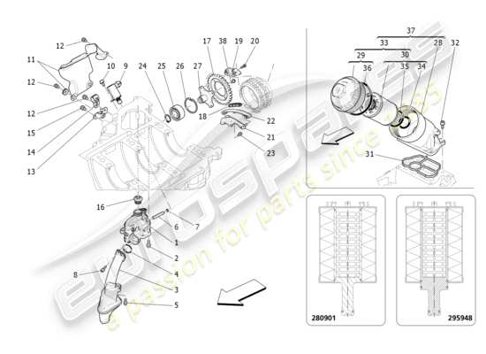 a part diagram from the Maserati Quattroporte M156 (2017 onwards) parts catalogue