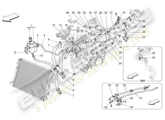 a part diagram from the Maserati Quattroporte M156 (2017 onwards) parts catalogue