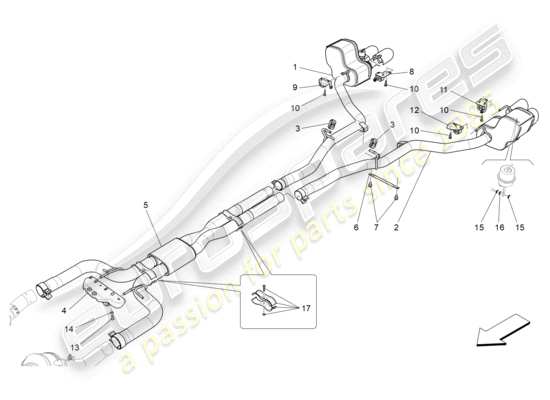 a part diagram from the Maserati Quattroporte M156 (2017 onwards) parts catalogue