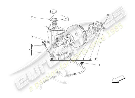 a part diagram from the Maserati Quattroporte M156 (2017 onwards) parts catalogue