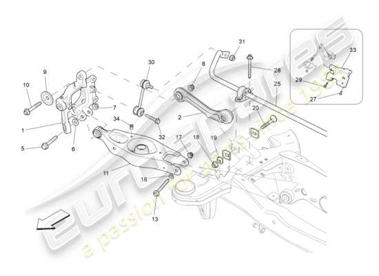 a part diagram from the Maserati Quattroporte M156 (2017 onwards) parts catalogue