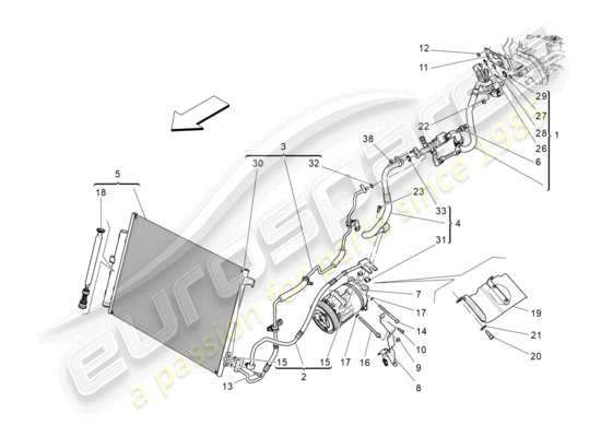 a part diagram from the Maserati Quattroporte M156 (2017 onwards) parts catalogue