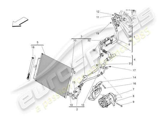 a part diagram from the Maserati Quattroporte M156 (2017 onwards) parts catalogue