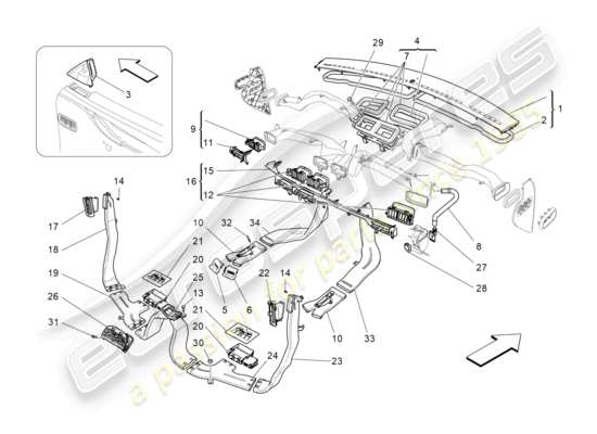 a part diagram from the Maserati Quattroporte M156 (2017 onwards) parts catalogue