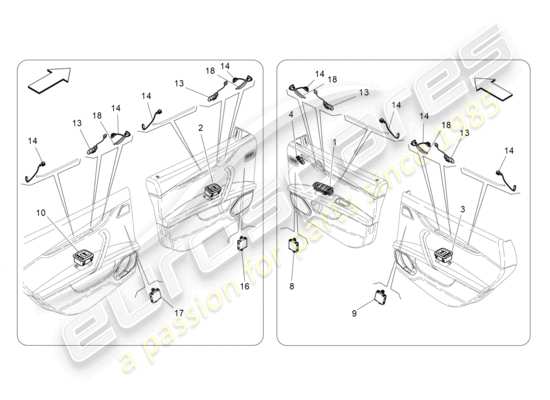 a part diagram from the Maserati Quattroporte M156 (2017 onwards) parts catalogue