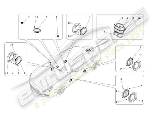 a part diagram from the Maserati Quattroporte M156 (2017 onwards) parts catalogue