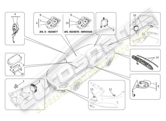 a part diagram from the Maserati Quattroporte M156 (2017 onwards) parts catalogue