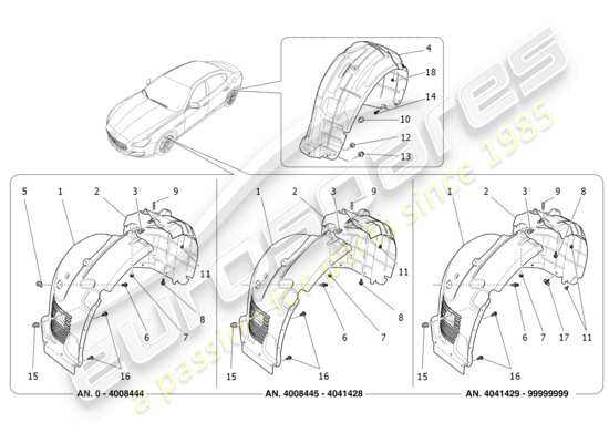 a part diagram from the Maserati Quattroporte M156 (2017 onwards) parts catalogue