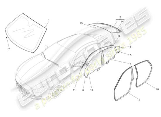 a part diagram from the Maserati Quattroporte M156 (2017 onwards) parts catalogue