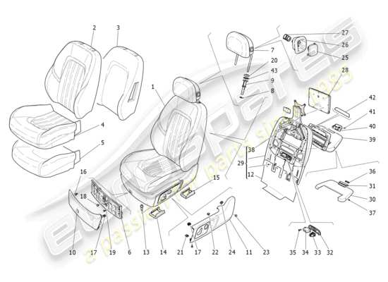 a part diagram from the Maserati Quattroporte M156 (2017 onwards) parts catalogue