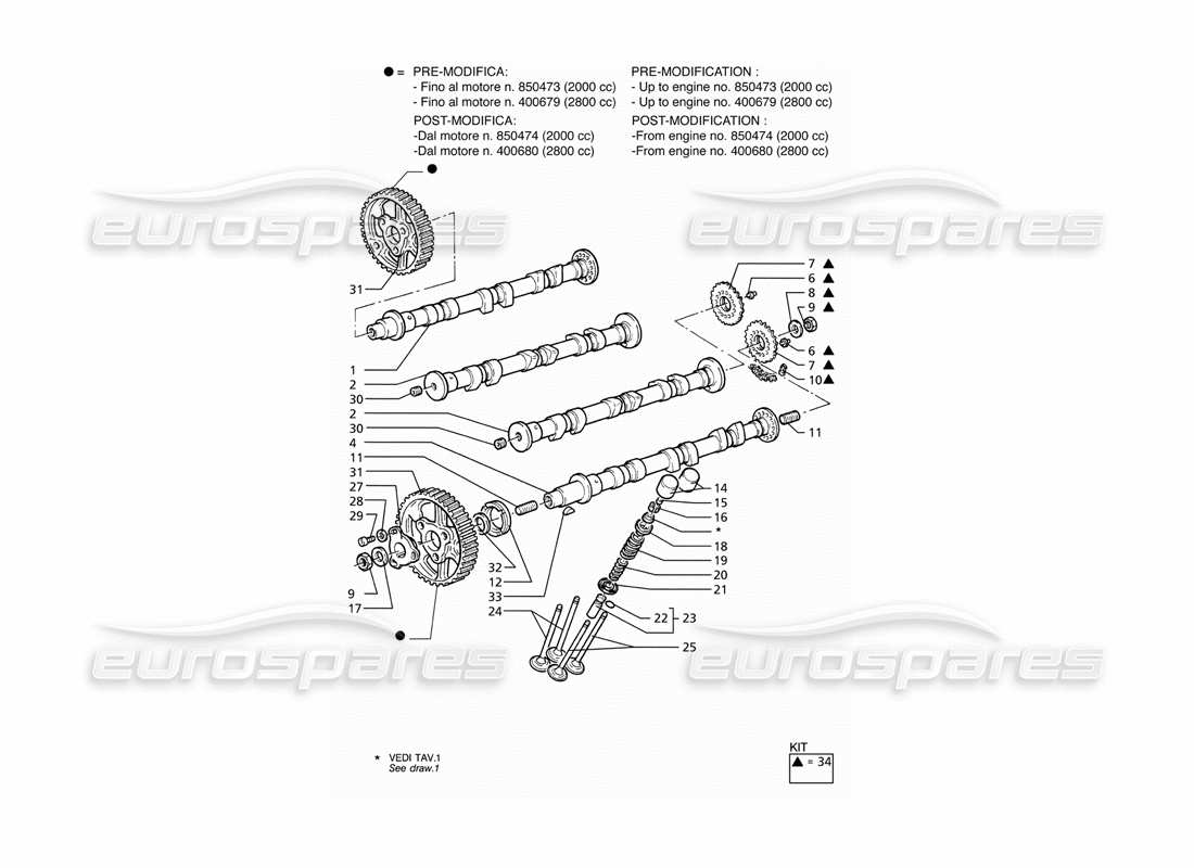 Maserati Ghibli 2.8 (ABS) timing Parts Diagram
