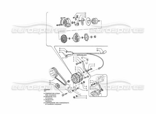 a part diagram from the Maserati Ghibli (1993-1995) parts catalogue