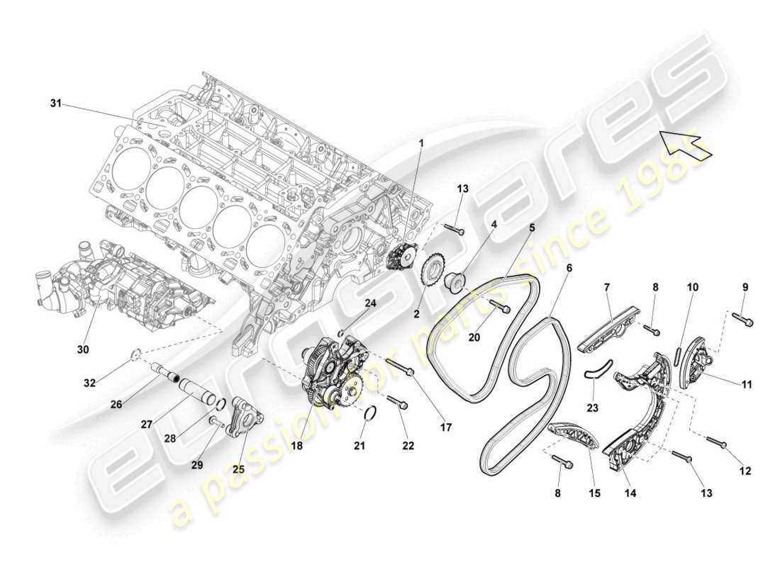 Lamborghini LP550-2 SPYDER (2010) TIMING CHAIN Part Diagram