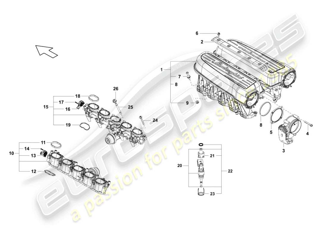 Lamborghini LP550-2 SPYDER (2010) INTAKE MANIFOLD Part Diagram