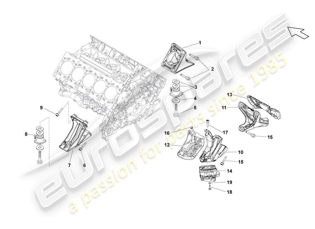 Lamborghini LP550-2 SPYDER (2010) SECURING PARTS FOR ENGINE Part Diagram