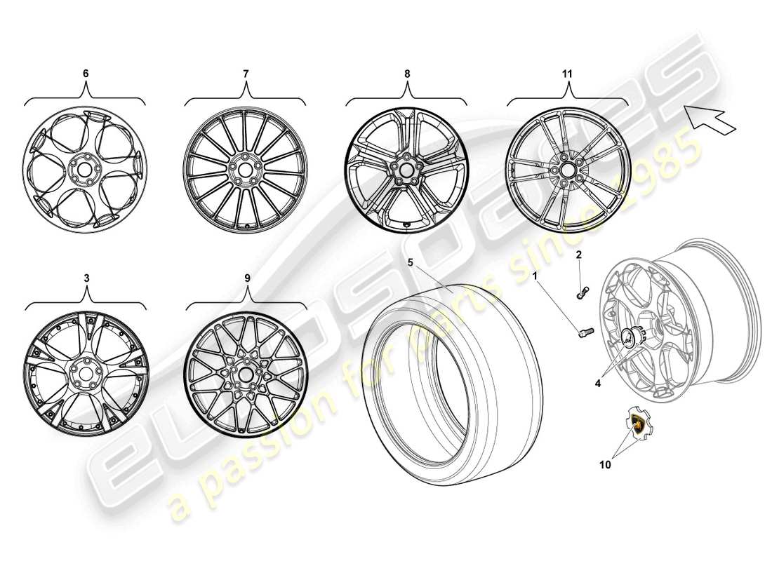 Lamborghini LP550-2 SPYDER (2010) ALUMINIUM RIM REAR Part Diagram