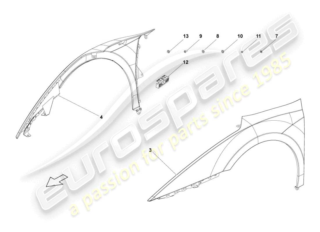 Lamborghini LP550-2 SPYDER (2010) WING FRONT Part Diagram
