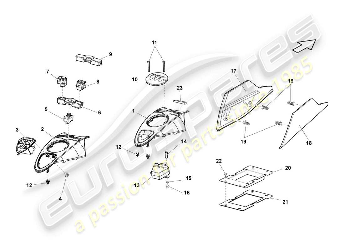 Lamborghini LP550-2 SPYDER (2010) INSTALL. KIT FOR CENT. CONSOLE Part Diagram