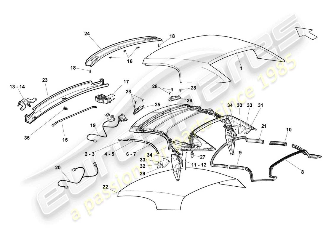 Lamborghini LP550-2 SPYDER (2010) COVER - TOP Part Diagram