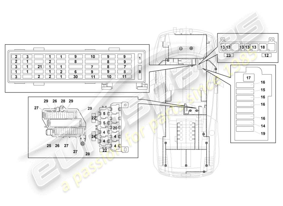 Lamborghini LP550-2 SPYDER (2010) CENTRAL ELECTRICS Part Diagram
