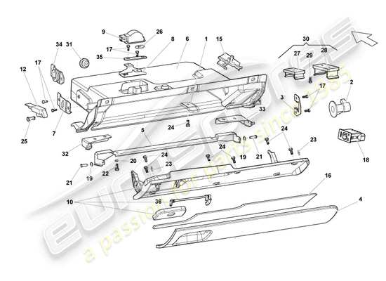 a part diagram from the Lamborghini LP550-2 Spyder (2010) parts catalogue