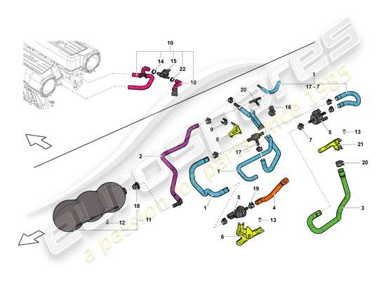 a part diagram from the Lamborghini LP550-2 Spyder (2011) parts catalogue