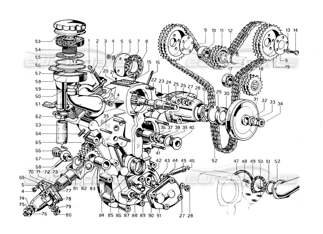 Ferrari 275 GTB/GTS 2 cam distribution Parts Diagram