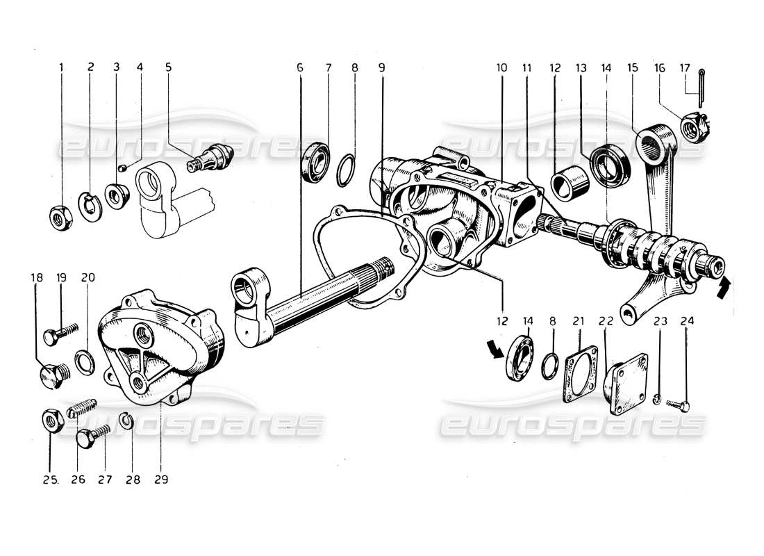 Ferrari 275 GTB/GTS 2 cam Steering box Parts Diagram