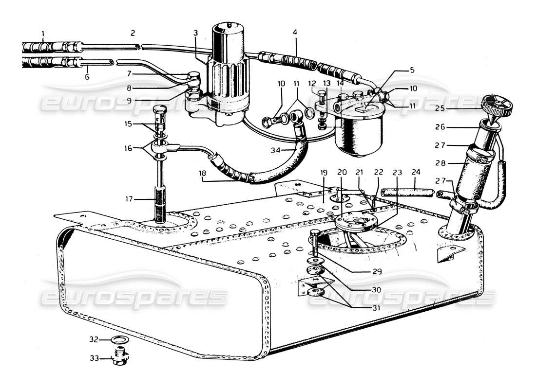 Ferrari 275 GTB/GTS 2 cam FUEL TANK Parts Diagram