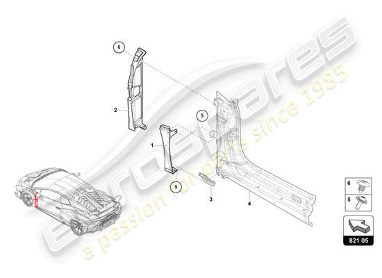 a part diagram from the Lamborghini Huracan STO parts catalogue