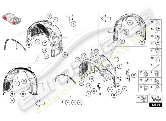 a part diagram from the Lamborghini Huracan STO parts catalogue