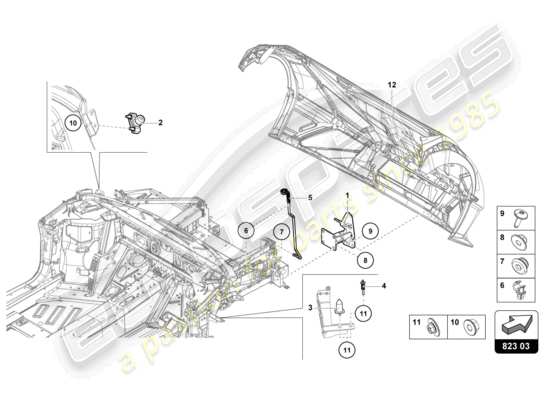 a part diagram from the Lamborghini Huracan STO parts catalogue