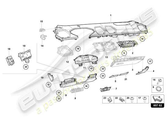 a part diagram from the Lamborghini Huracan STO parts catalogue