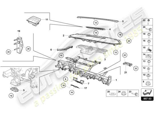 a part diagram from the Lamborghini Huracan STO parts catalogue