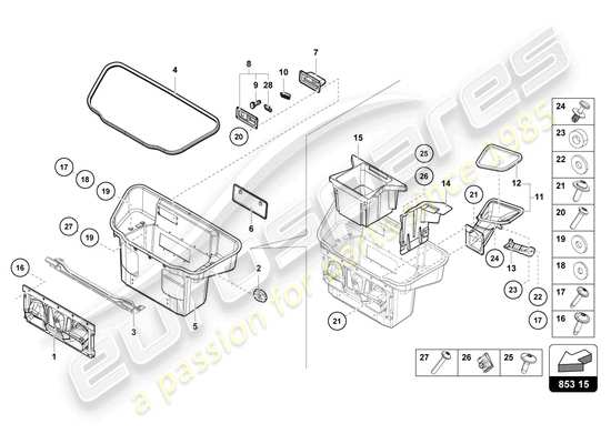 a part diagram from the Lamborghini Huracan STO parts catalogue