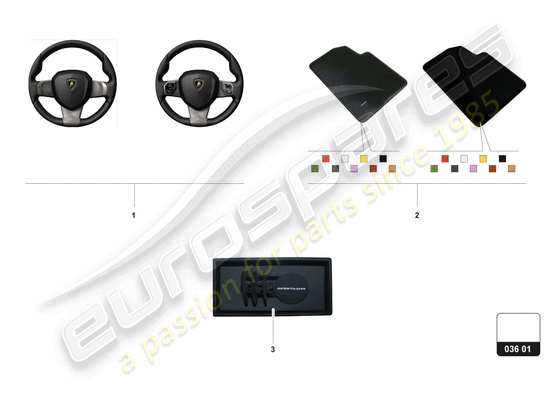 a part diagram from the Lamborghini Aventador Accessories parts catalogue