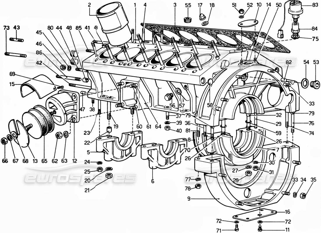 Ferrari 365 GTC4 (Mechanical) engine block Parts Diagram