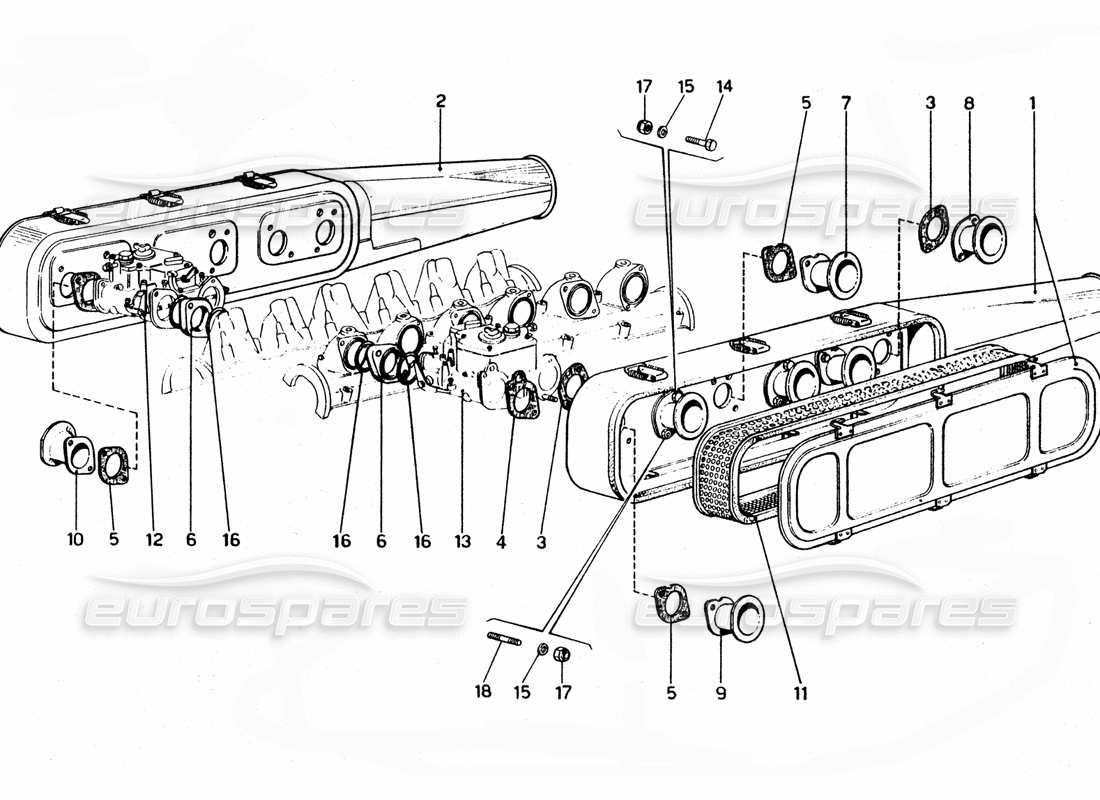 Ferrari 365 GTC4 (Mechanical) Air filters - Revision Parts Diagram