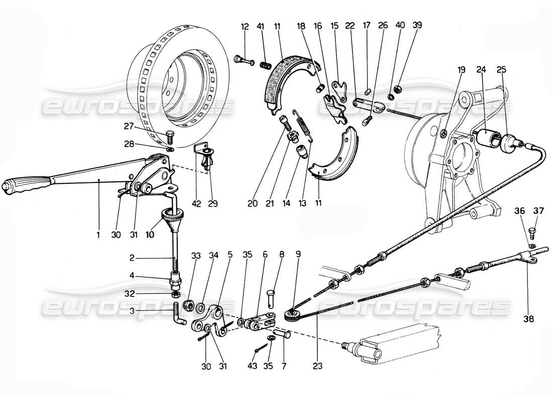 Ferrari 365 GTC4 (Mechanical) Hand Brake - Revision Parts Diagram