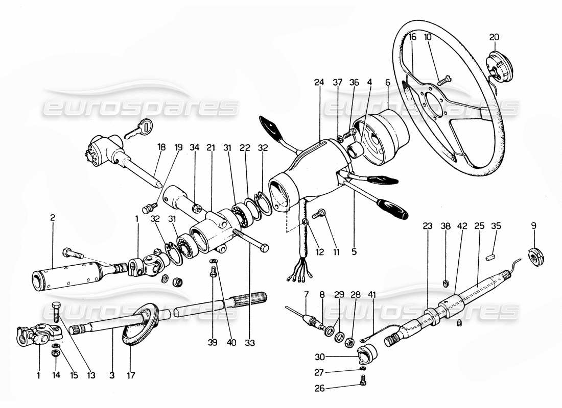 Ferrari 365 GTC4 (Mechanical) Steering Colume Parts Diagram