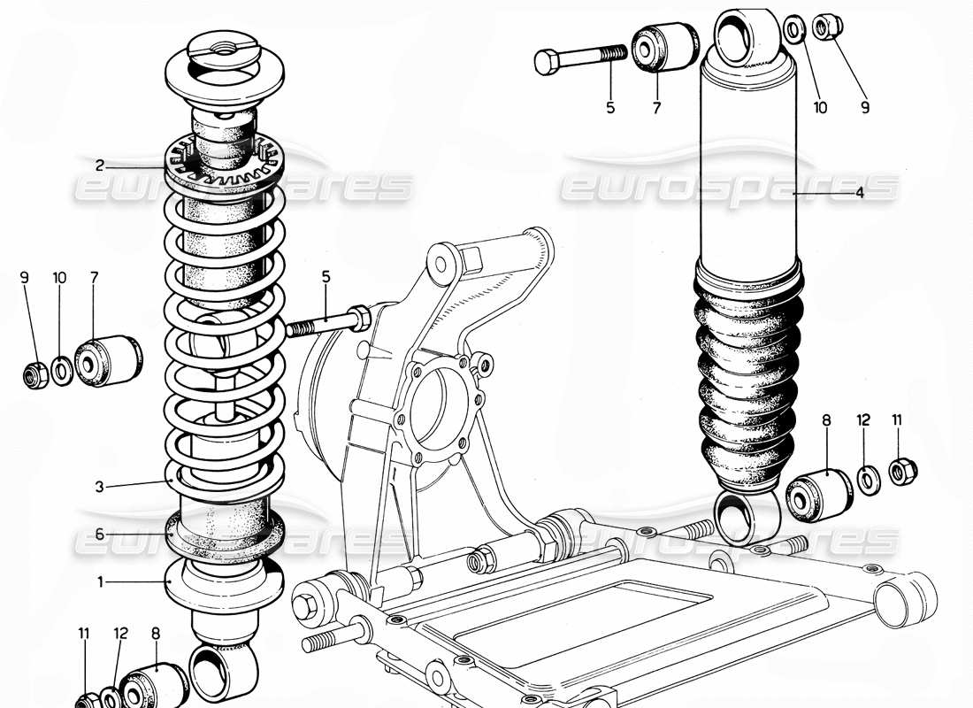 Ferrari 365 GTC4 (Mechanical) Rear Shock Absorbers Parts Diagram