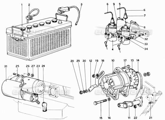 a part diagram from the Ferrari 330 and 365 parts catalogue