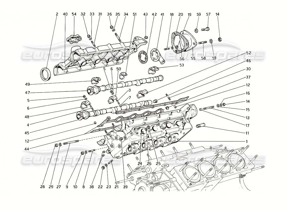 Ferrari 308 GT4 Dino (1976) Cylinder head (Right) Parts Diagram