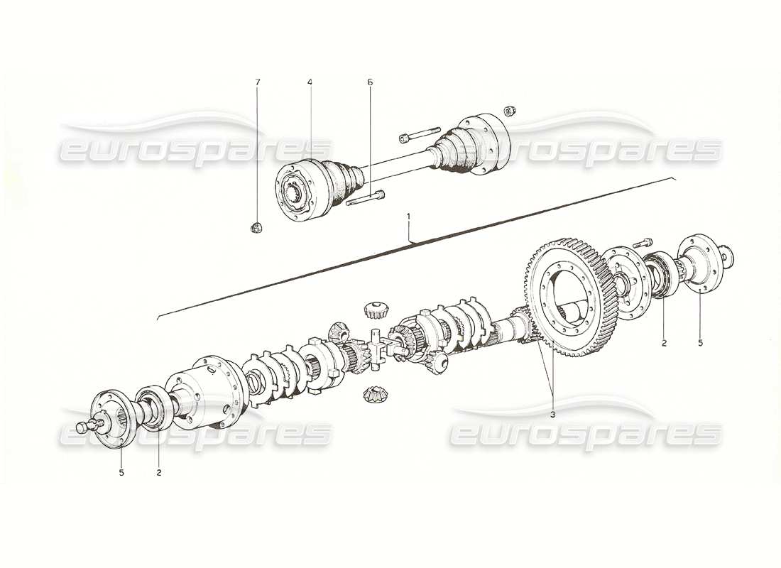 Ferrari 308 GT4 Dino (1976) Differential & Axle Shaft (Up to gearbox No. 692) Parts Diagram