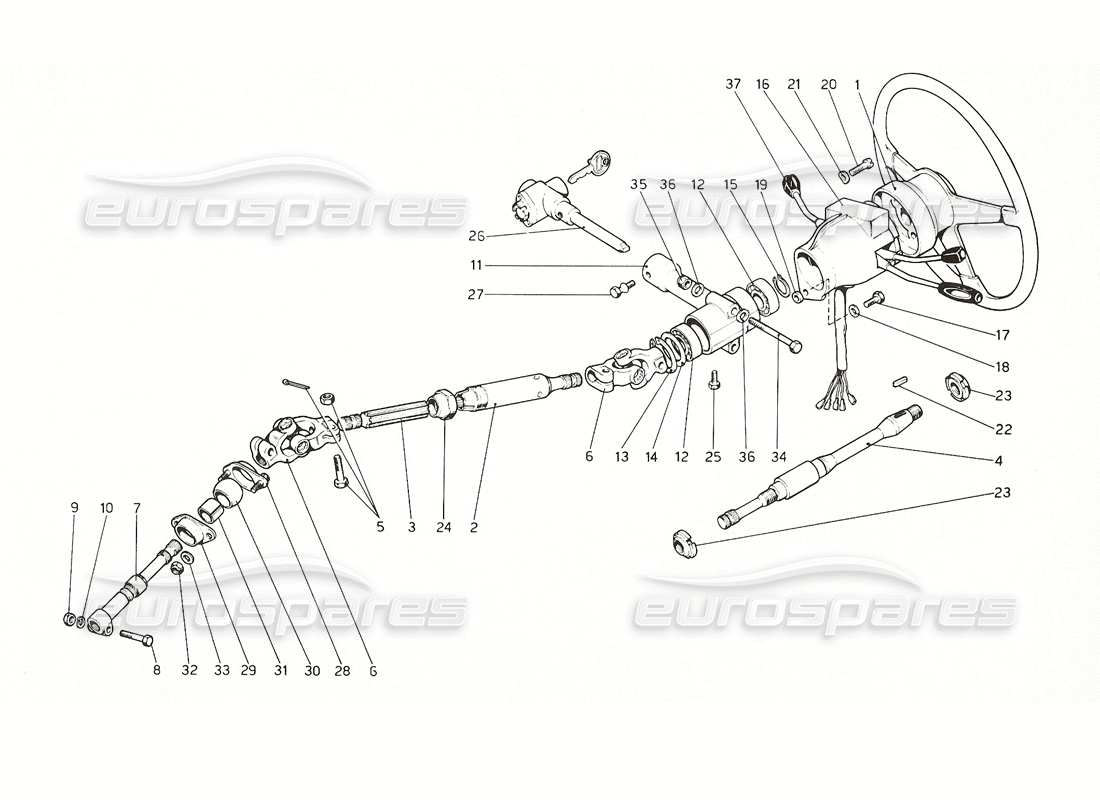 Ferrari 308 GT4 Dino (1976) Steering Column Parts Diagram