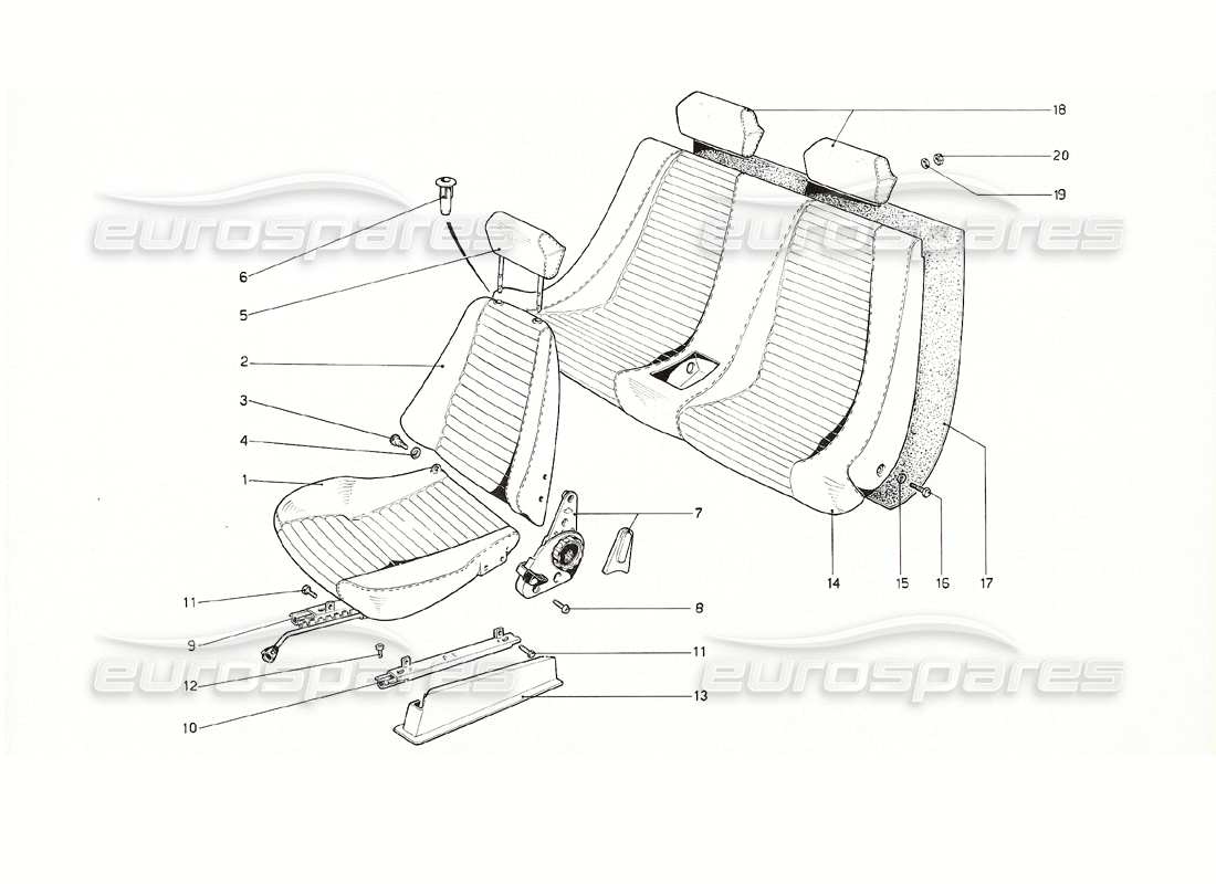 Ferrari 308 GT4 Dino (1976) Seats Parts Diagram