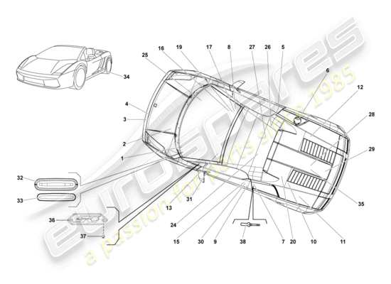 a part diagram from the Lamborghini Gallardo Spyder (2006) parts catalogue