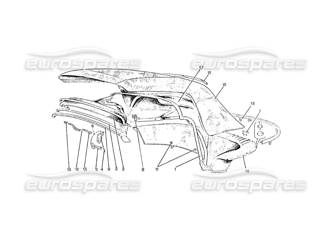 Ferrari 275 (Pininfarina Coachwork) GRUPPO CAPOTE Parts Diagram