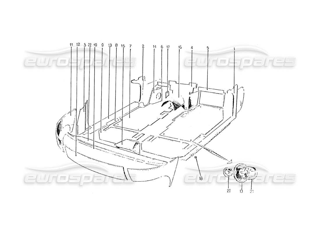 Ferrari 275 (Pininfarina Coachwork) Car Interior Carpets and Linings Group Parts Diagram