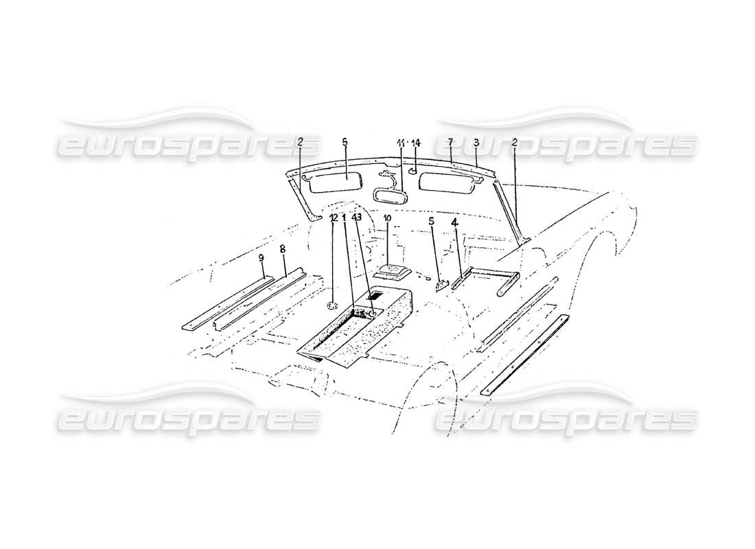 Ferrari 275 (Pininfarina Coachwork) Cabinetmaking Group Parts Diagram